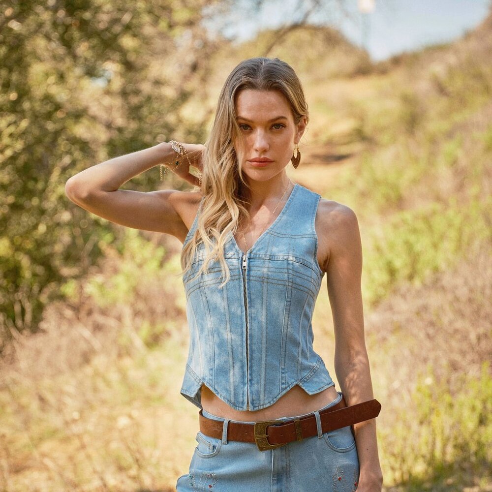 Corset Fitted Denim Vest